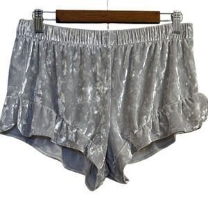 Victorias Secret Velvet Ruffle Sleep Shorts Size Medium Stretchy Lingerie Silver